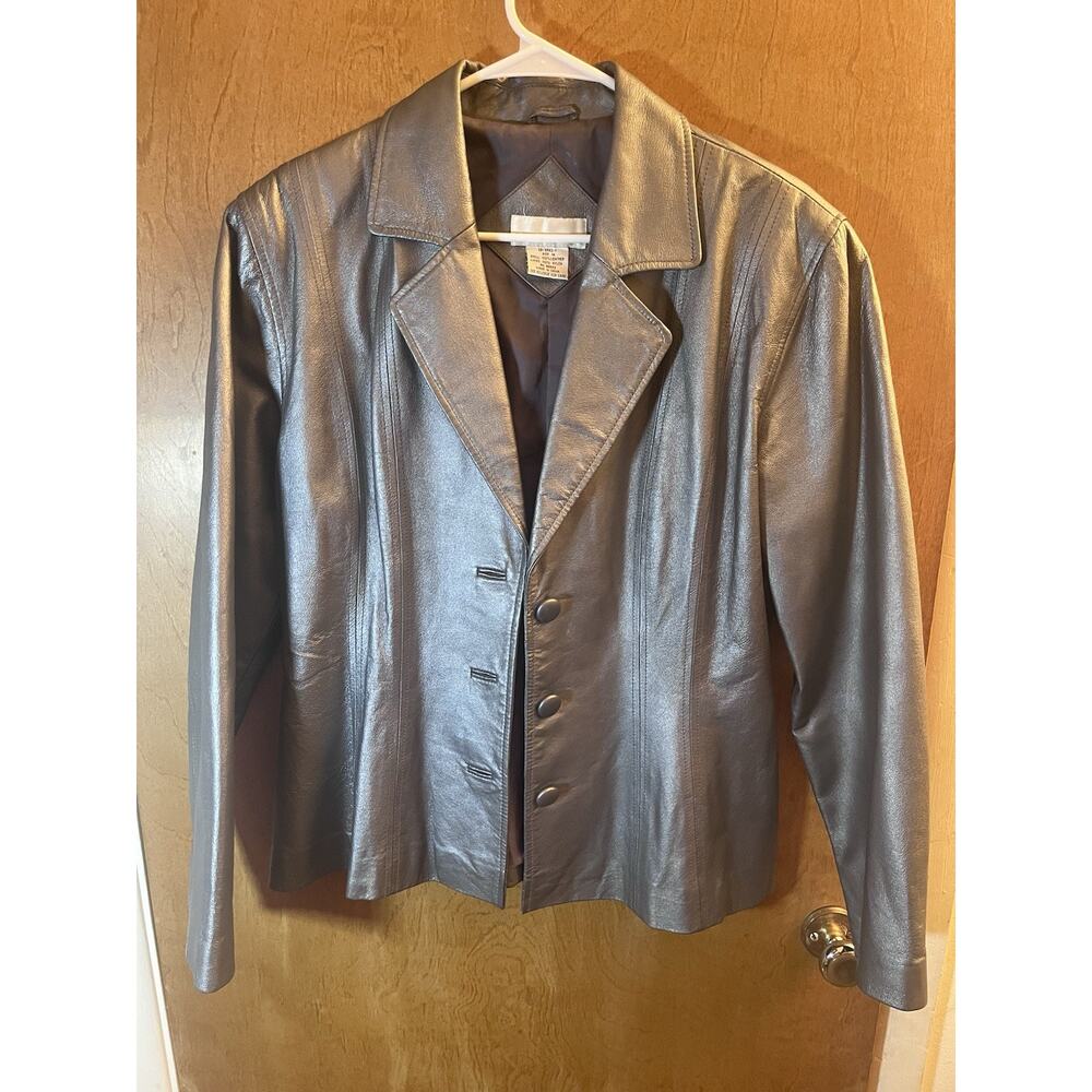 Vintage Metallic Silver Leather Jacket 90s y2k Cyber Punk Goth 14 David Benjamin